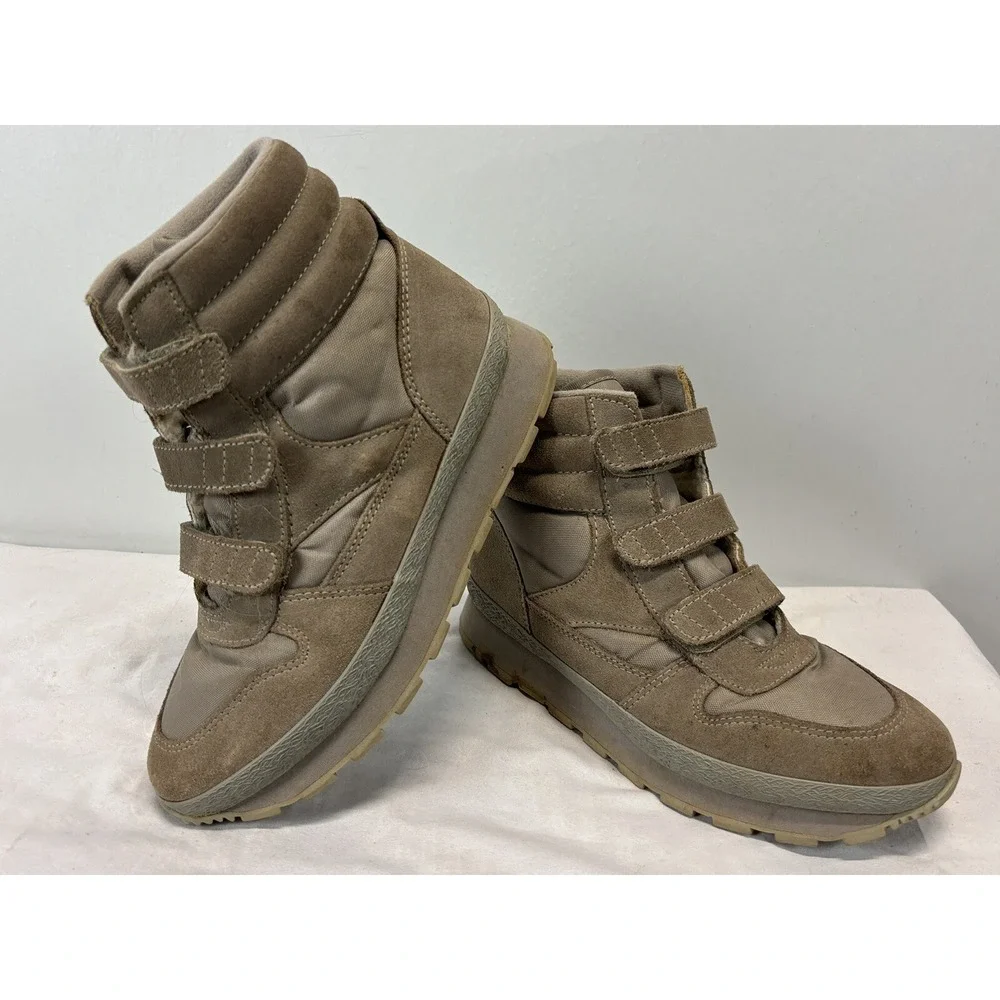 Vtg Women's L.L. Bean Sherpa Lined Boots High Top Shoes Sz 8 N Hook And Loop